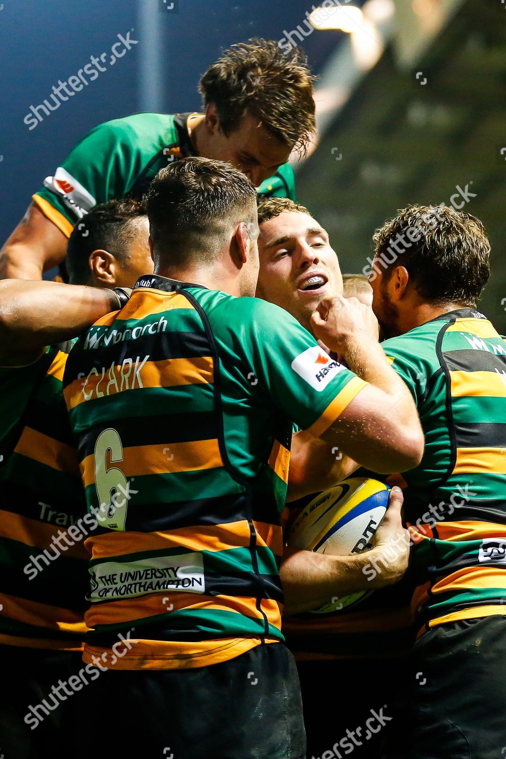 Northampton Winger George North Celebrates Scoring Editorial Stock ...