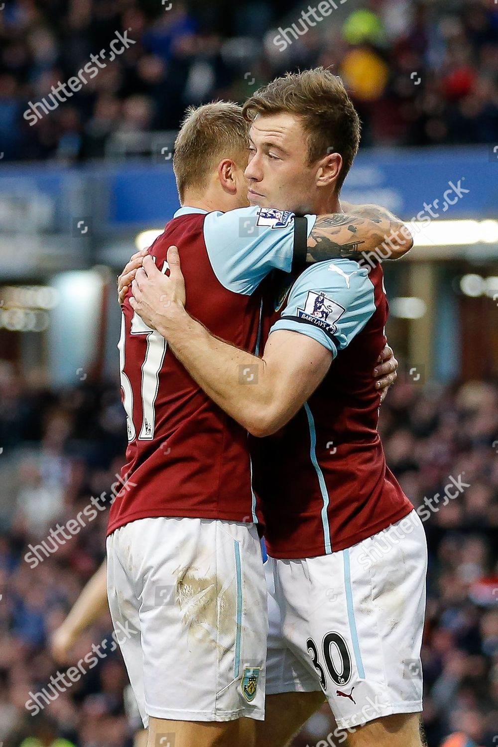 Ashley Barnes Burnley Celebrates Scott Arfield Editorial Stock Photo ...