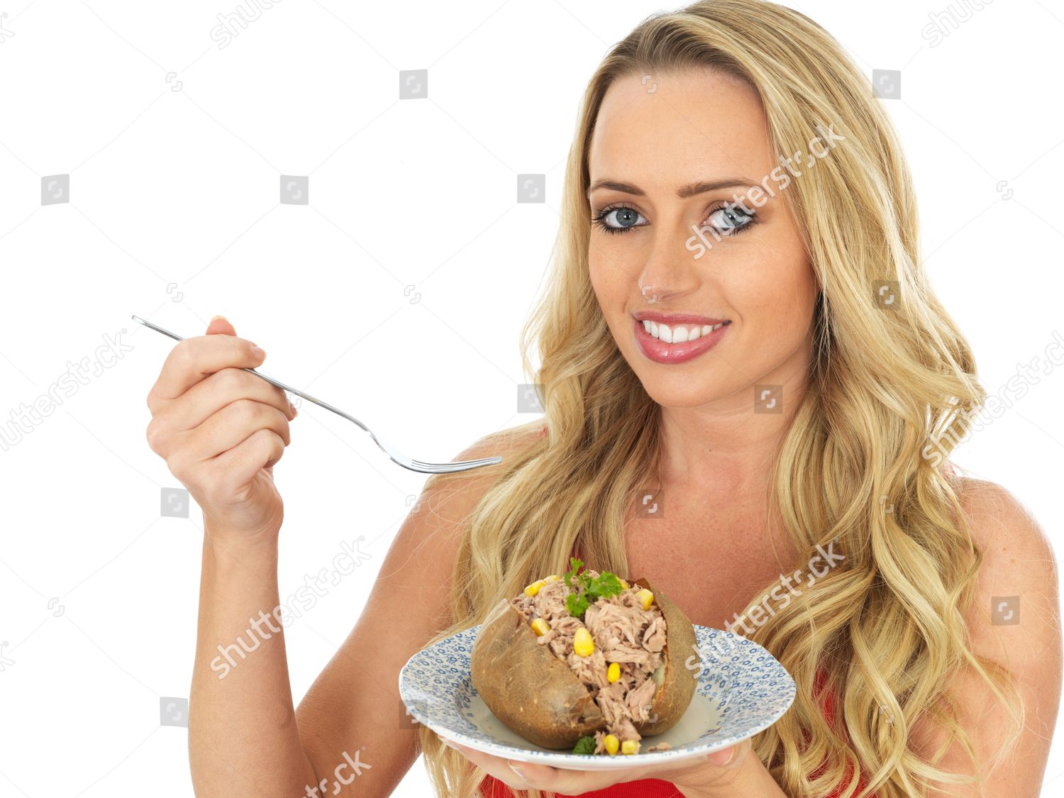 Model Released Young Woman Eating Tuna Editorial Stock Photo Stock