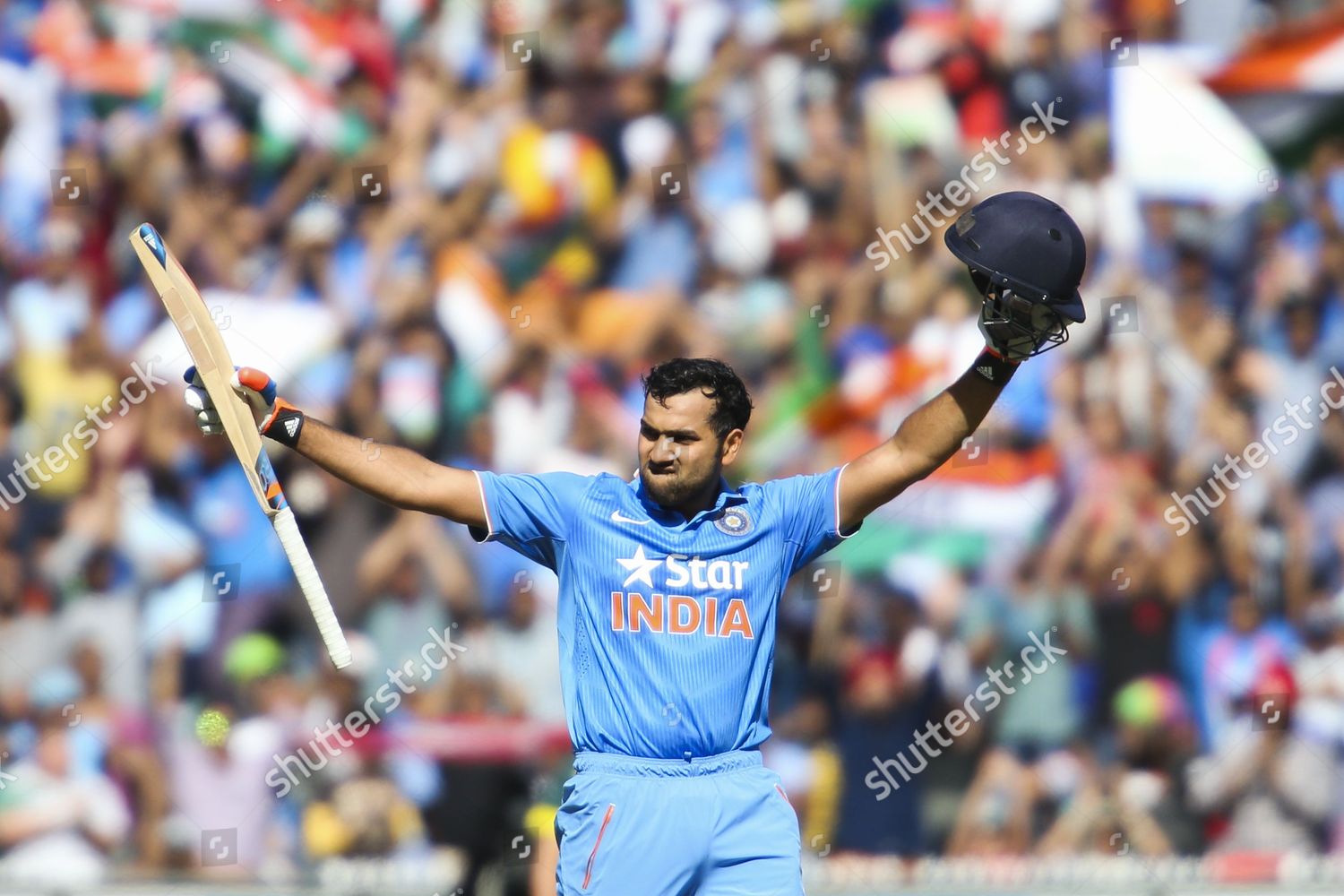 Rohit Sharma Celebrates Raises His Bat Editorial Stock Photo - Stock ...