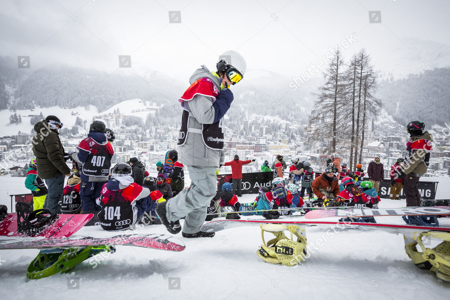 Moederland Pompeii Vergelden Snowboarder takeoff area Editorial Stock Photo - Stock Image | Shutterstock