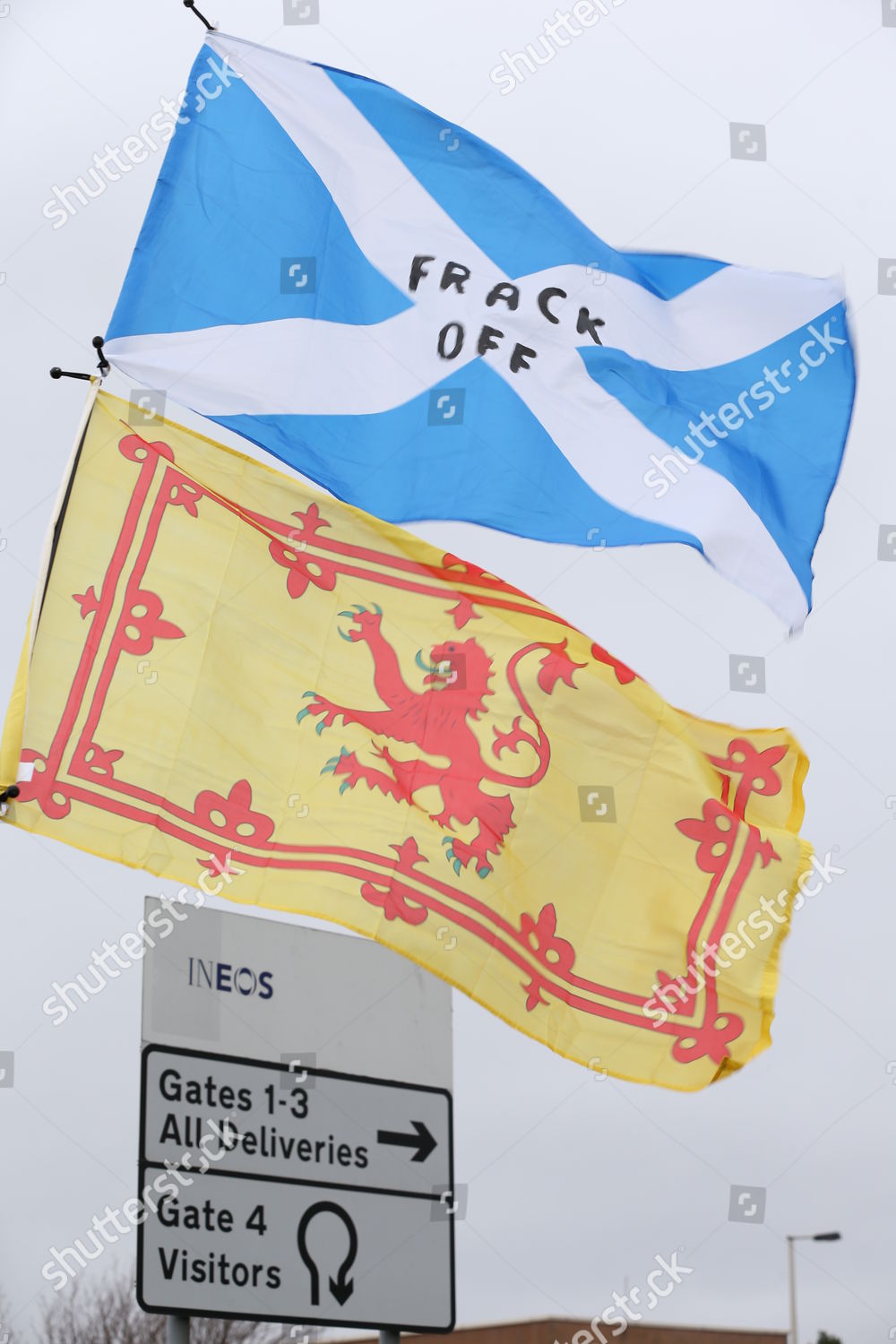 Scottish Saltire Flag Words Frack Off Editorial Stock Photo - Stock ...