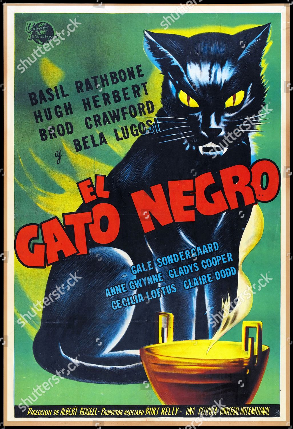 El Gato Negro Spanish film poster Black Editorial Stock