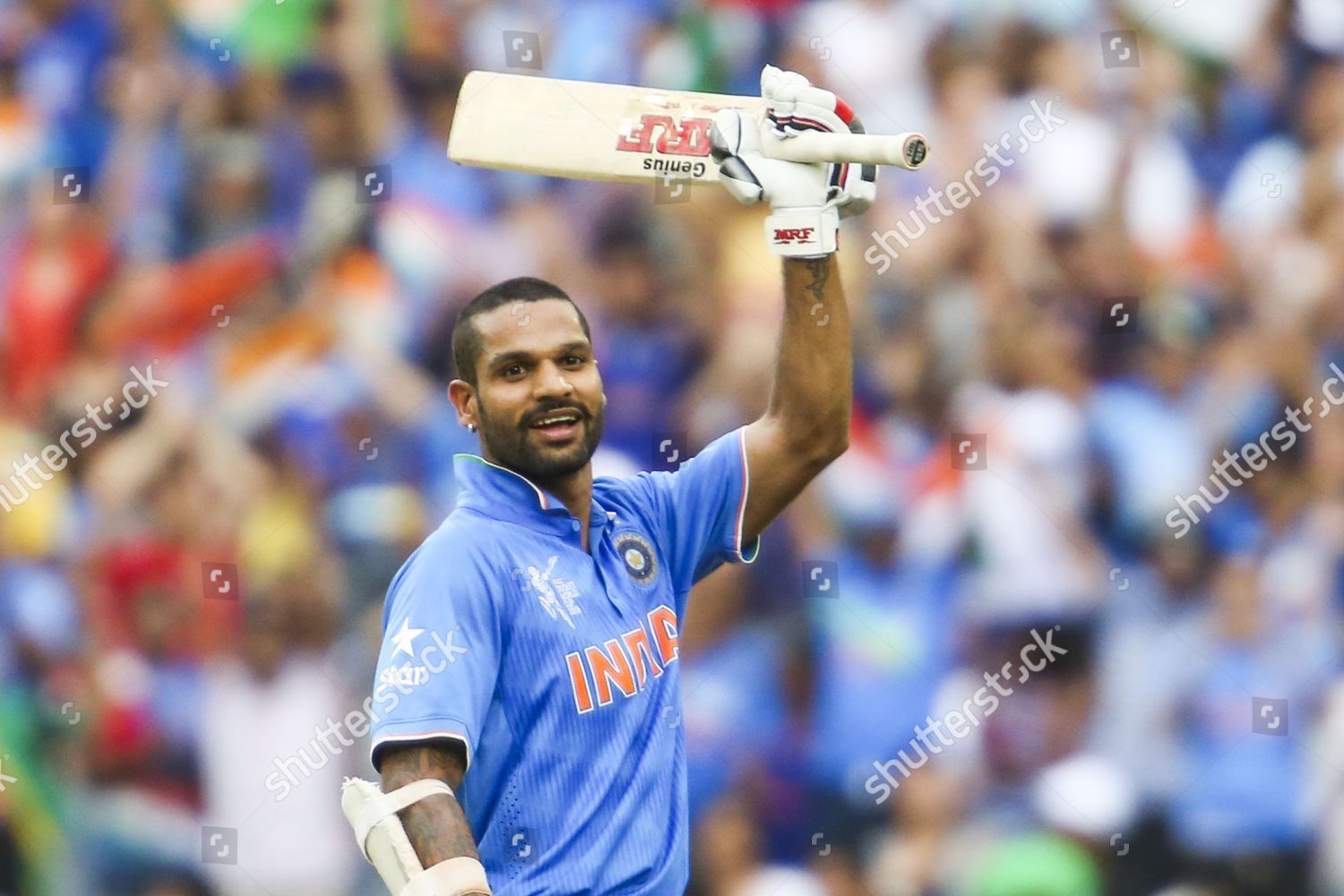 Shikhar Dhawan Celebrates After Reaching His Editorial Stock Photo ...