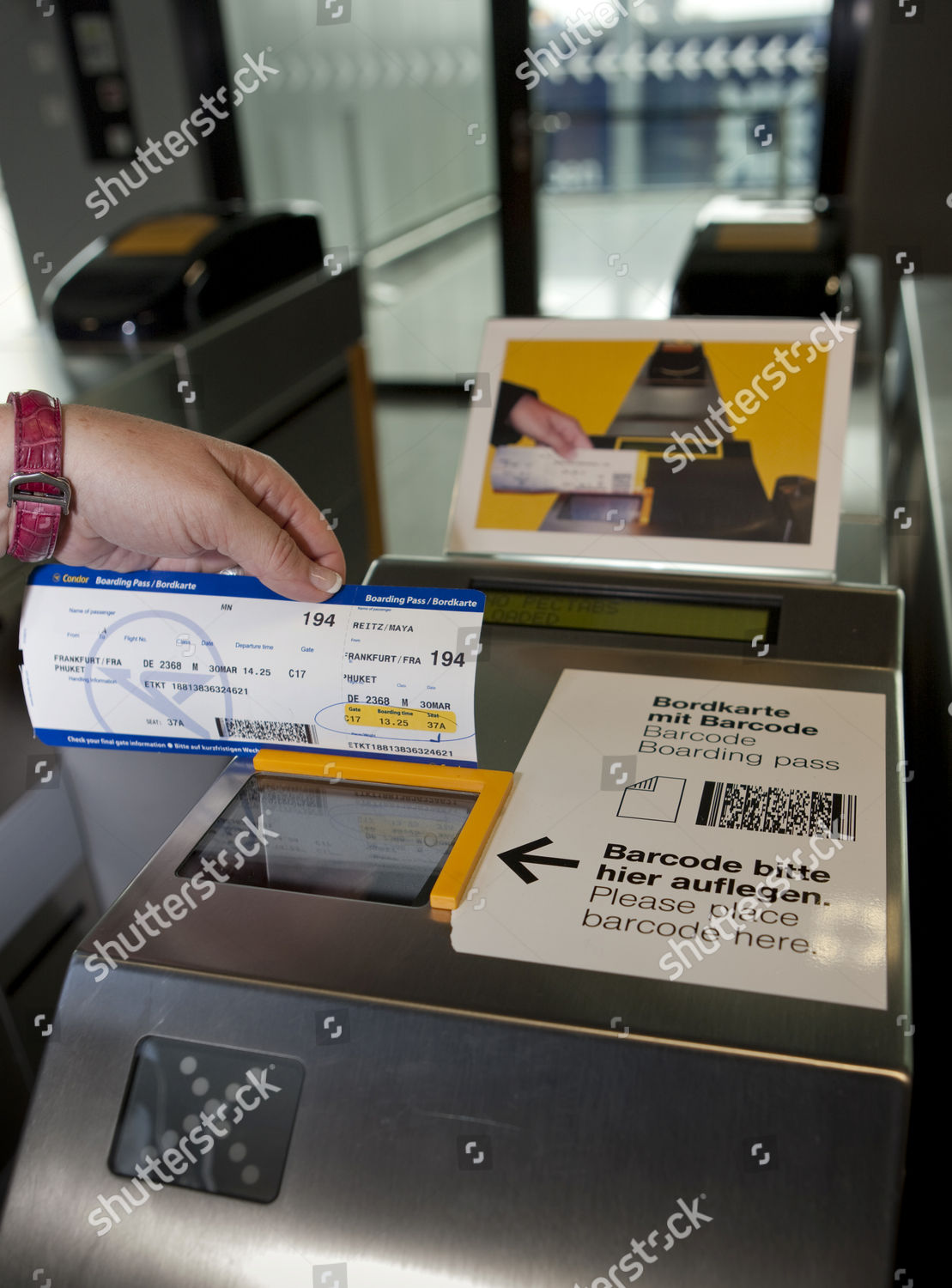 Boarding Pass Reader Checking Boarding Pass Editorial Stock Photo ...