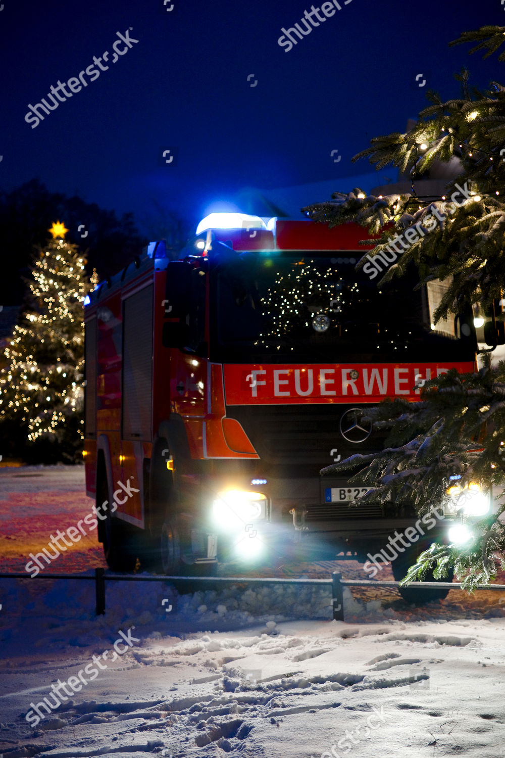 Firefighting Operations German Feuerwehr Christmas Time Editorial Stock