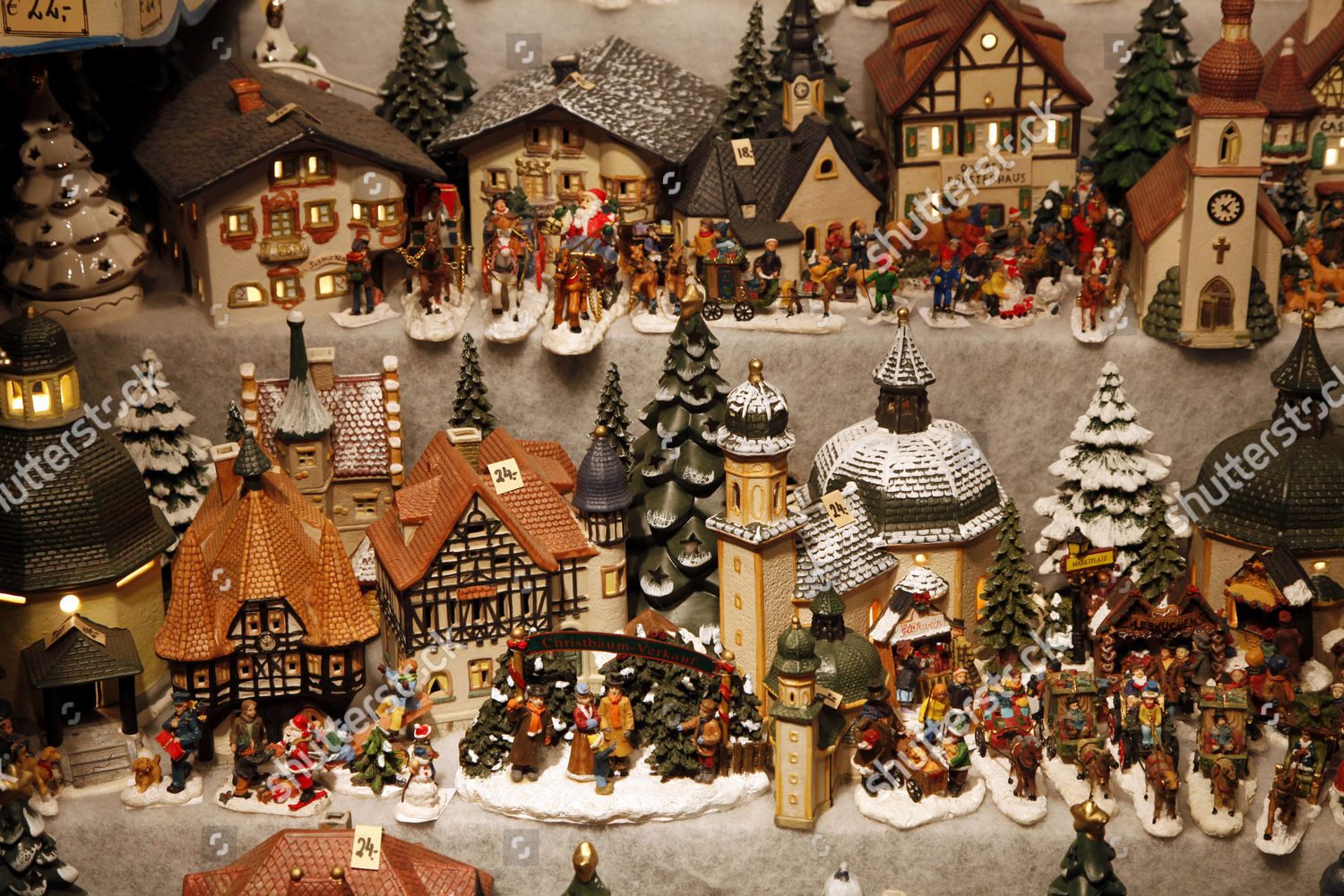 Miniature Houses Figurines Christmas Village Christmas Editorial Stock