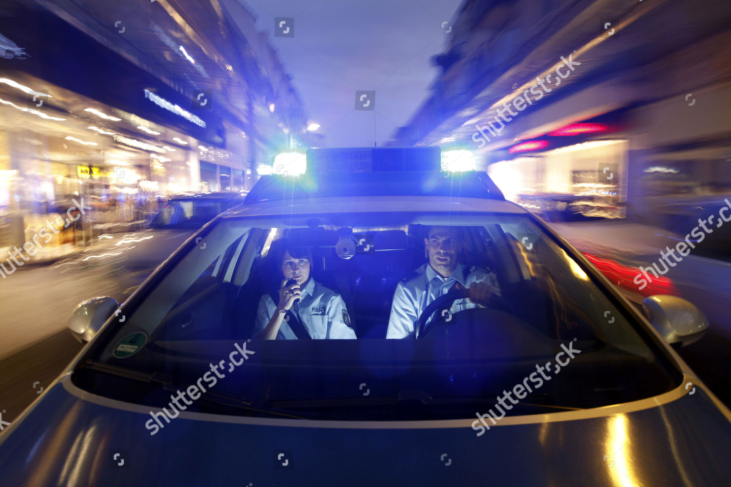 Police Patrol Car Driving Flashing Lights Editorial Stock Photo Stock