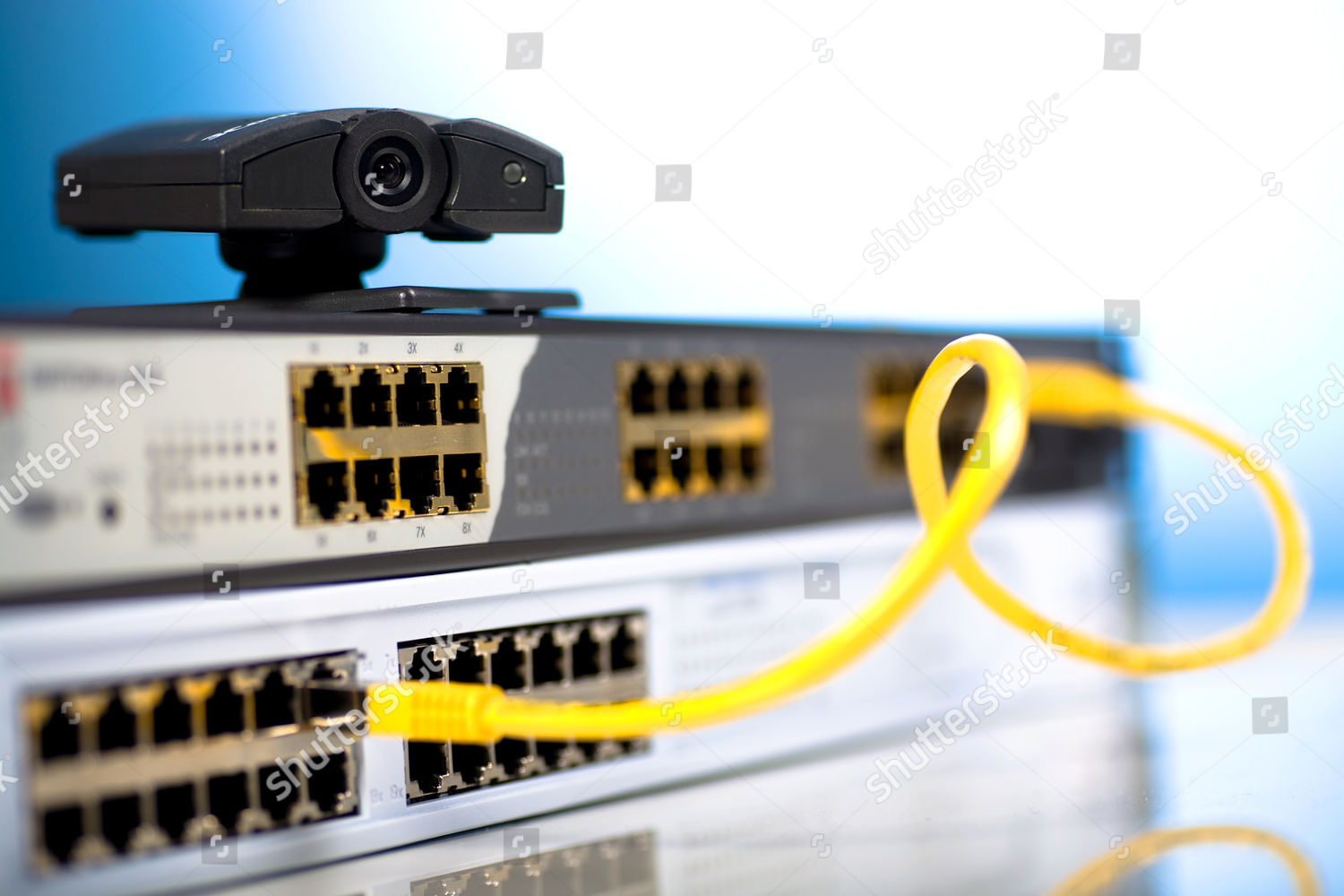 Video Surveillance Camera Network Switches Patch Editorial Stock Photo