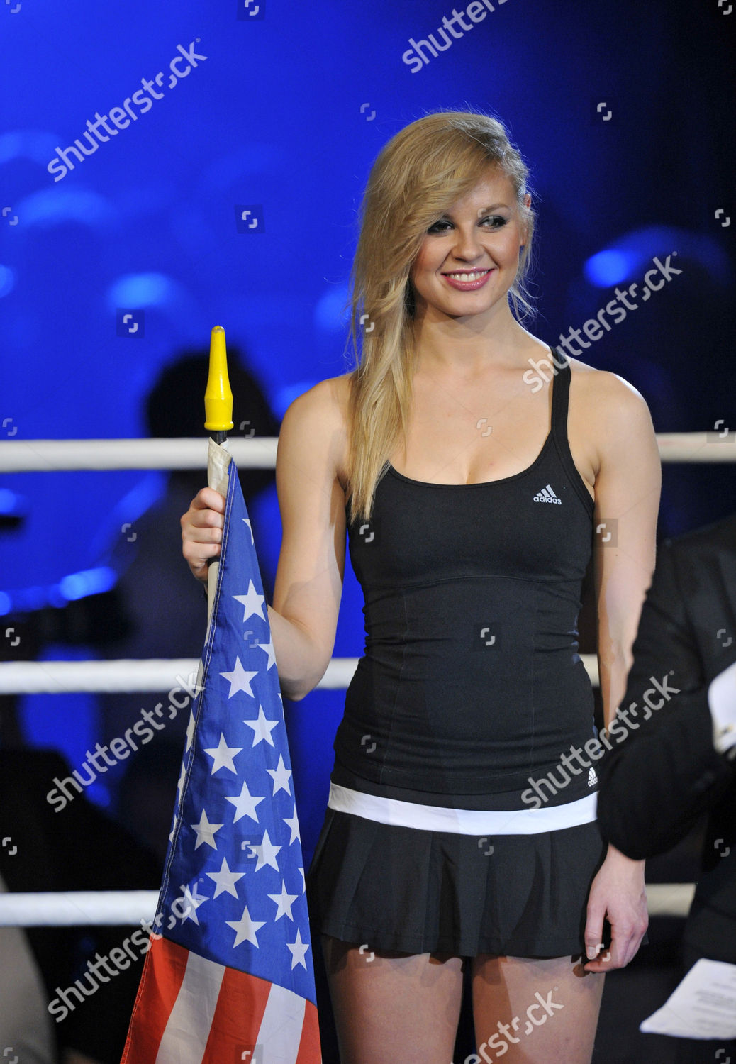 Boxing Ring Card Girl Flag United Editorial Stock Photo Stock Image