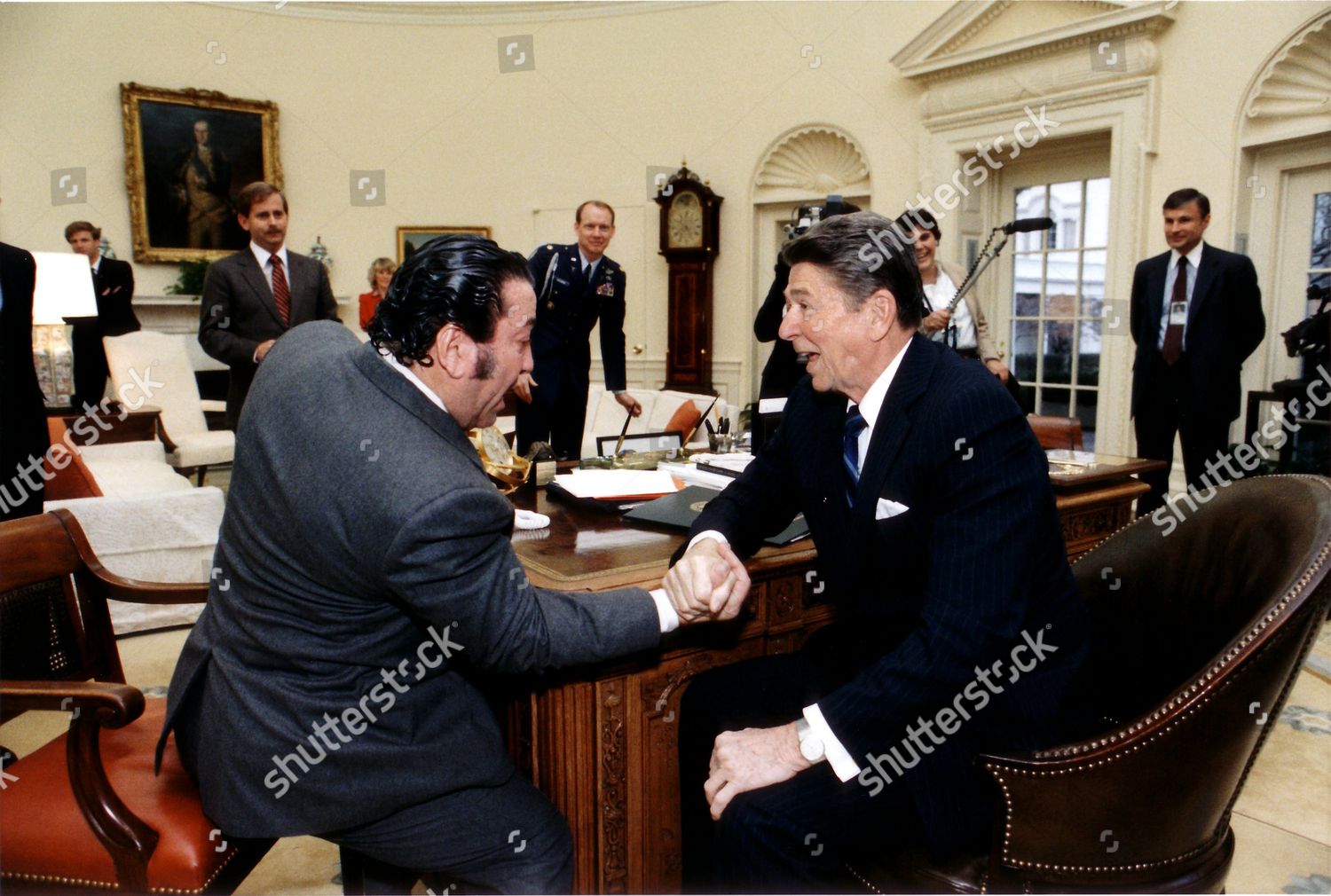 Ronald Reagan Wins Arm Wrestling Bout Dan Editorial Stock