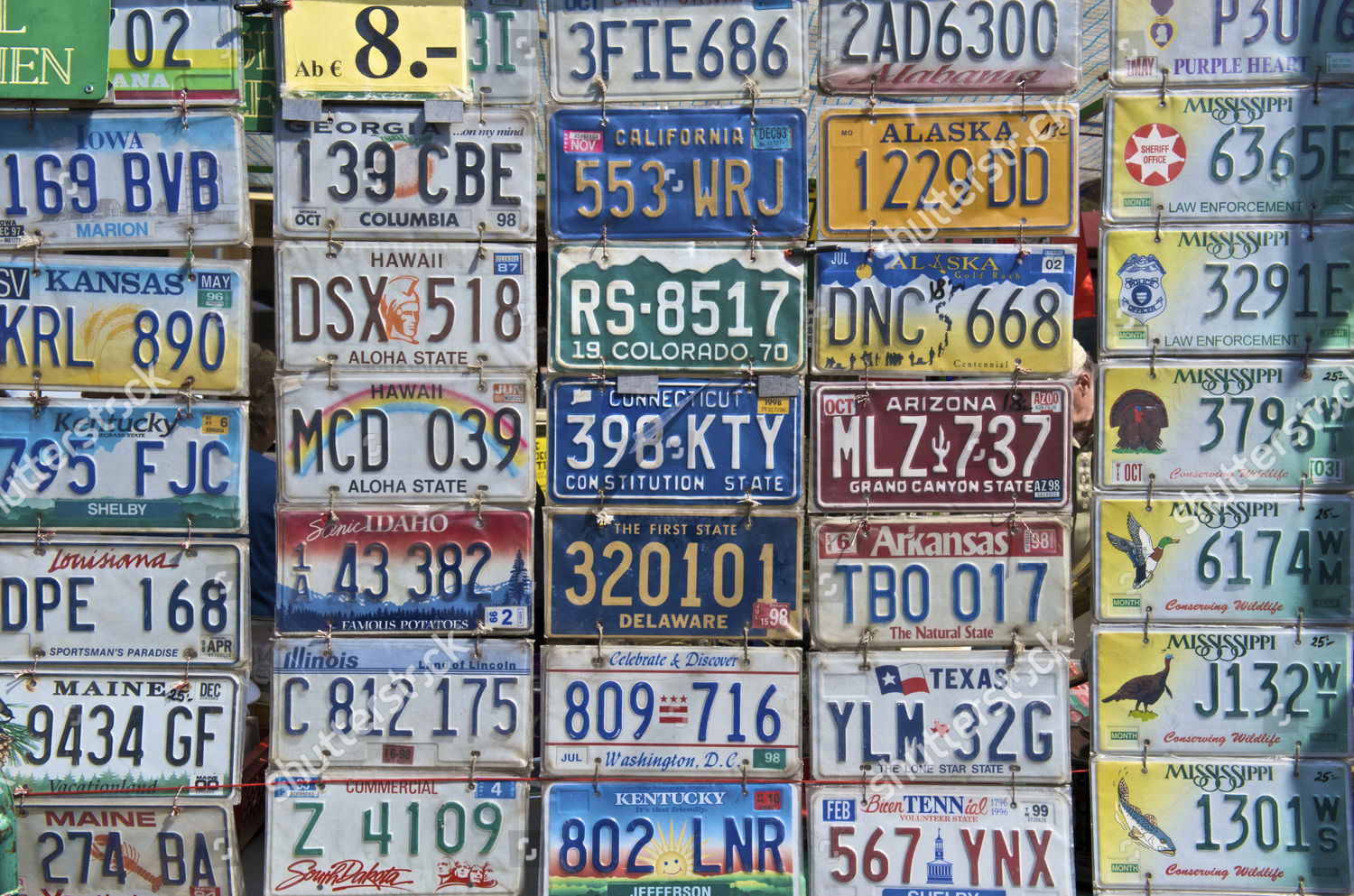 American Car License Plates Flea Antiques Editorial Stock Photo - Stock ...