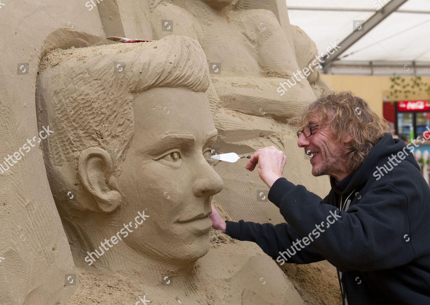 Sand Artist Lee Tetzner Working On Editorial Stock Photo Stock Image