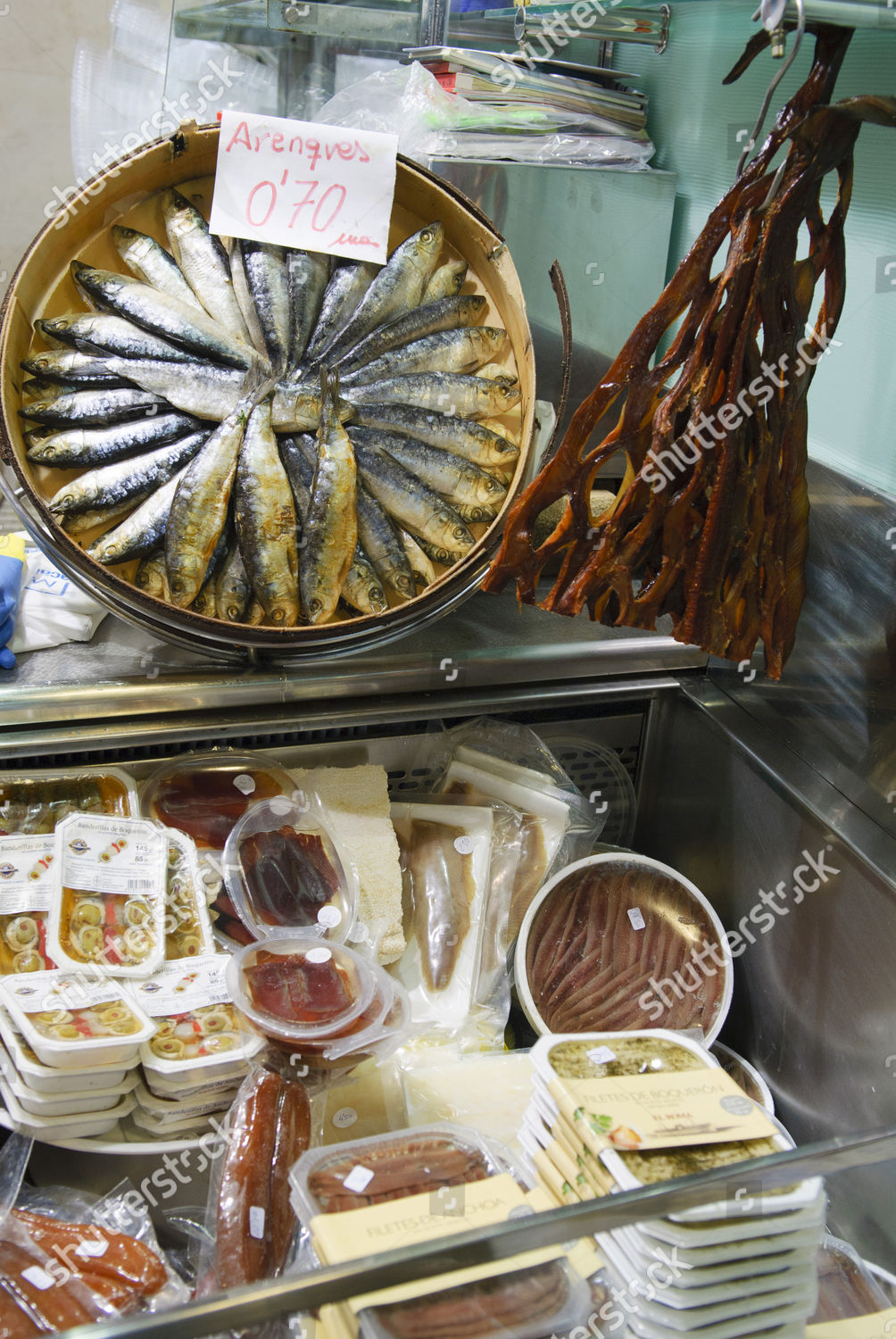 Airdried Spanish Seafood Specialties Such Herring Editorial Stock Photo