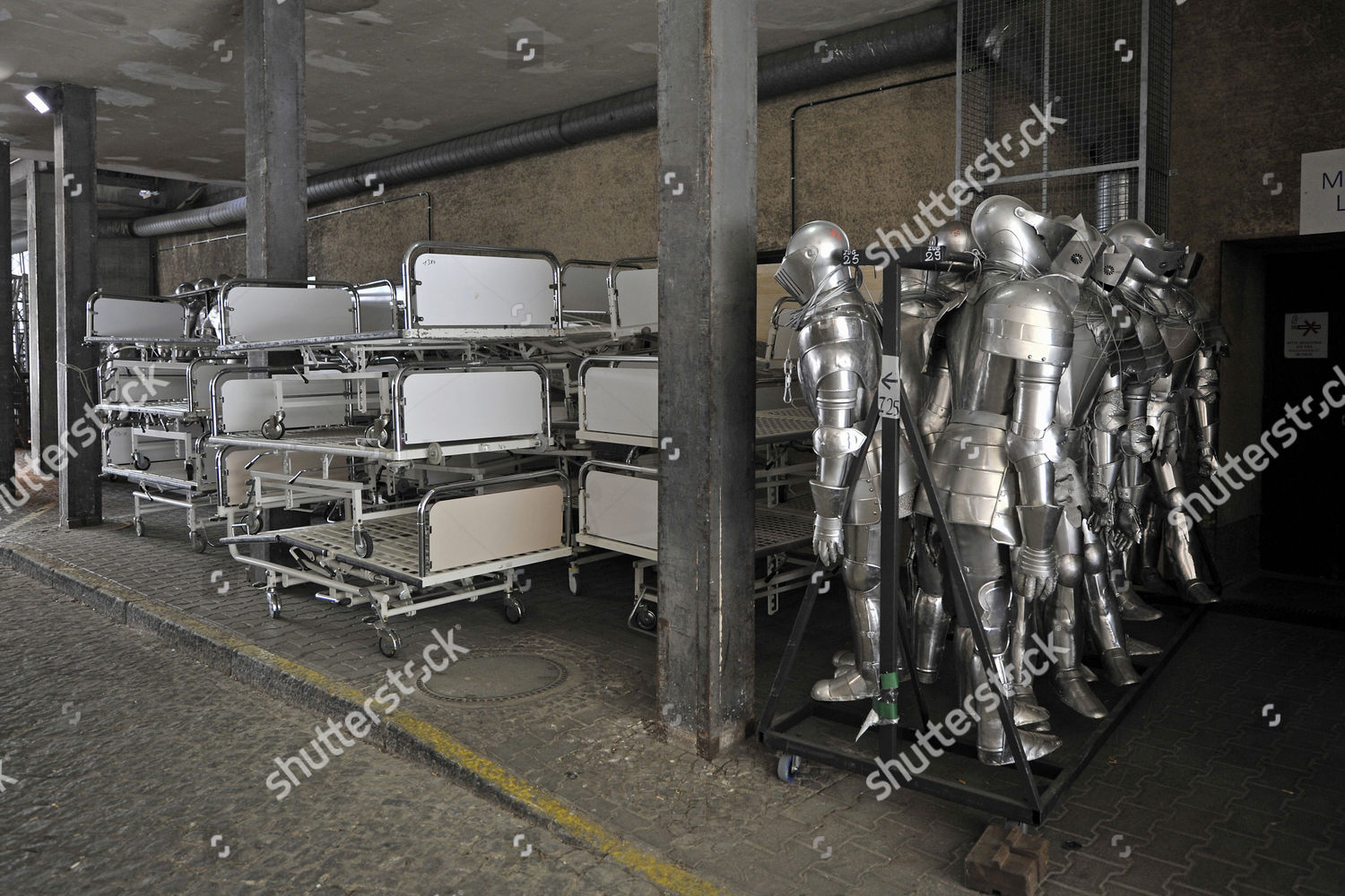Hospital Beds Knights Armour Props Deutsche Editorial Stock Photo