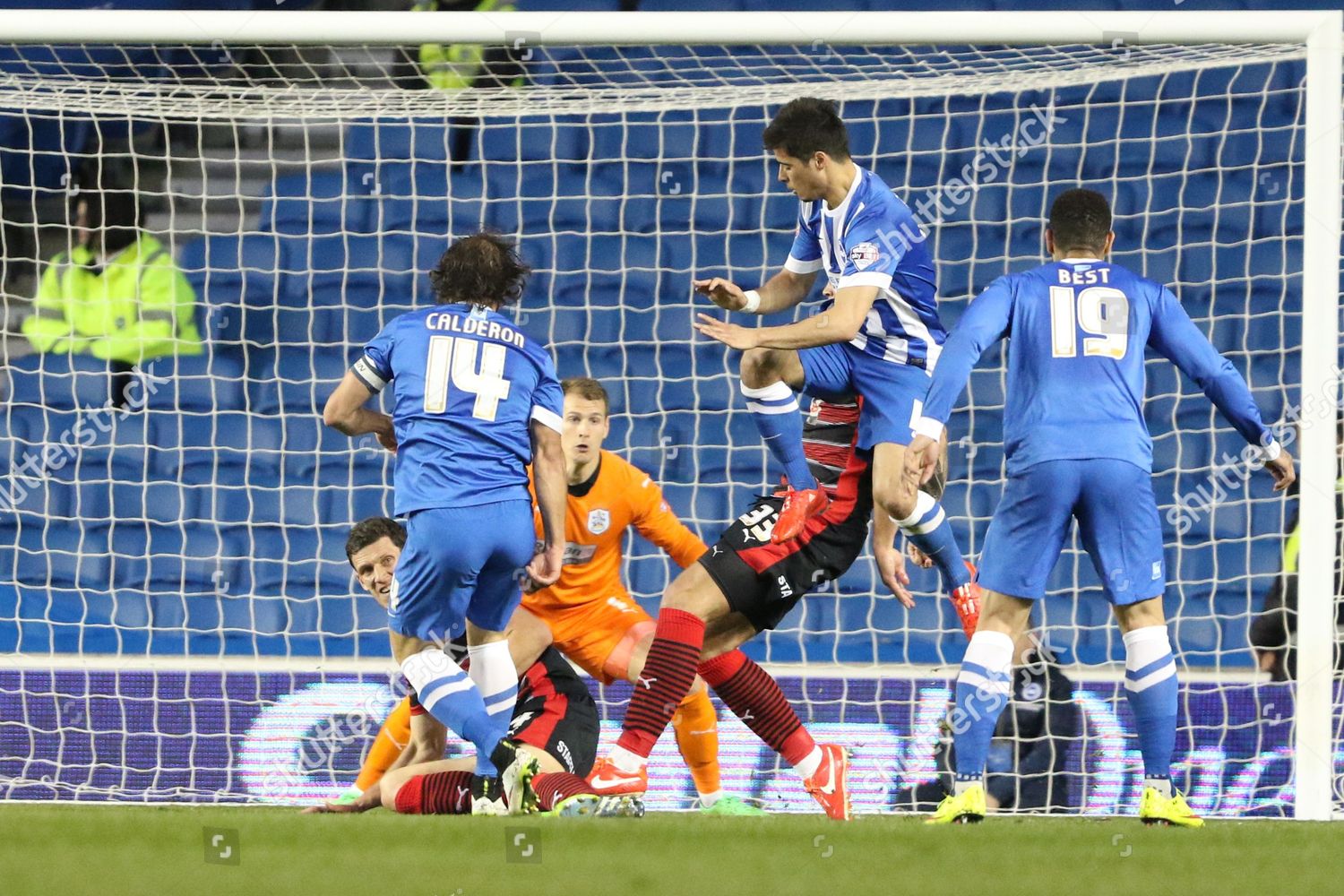 Inigo Calderon Early Attempt Blocked During Editorial Stock Photo