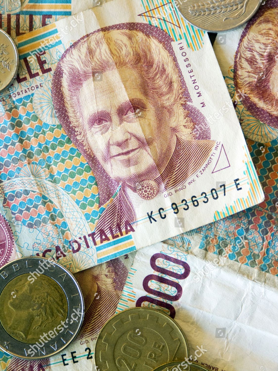 Lira Coins Bills Former Italian Currency Editorial Stock Photo Stock