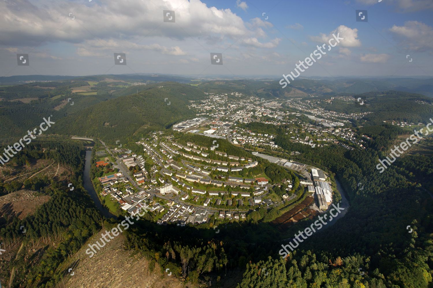 Aerial Photo Lenne River Werdohl Maerkischer Editorial Stock Photo ...