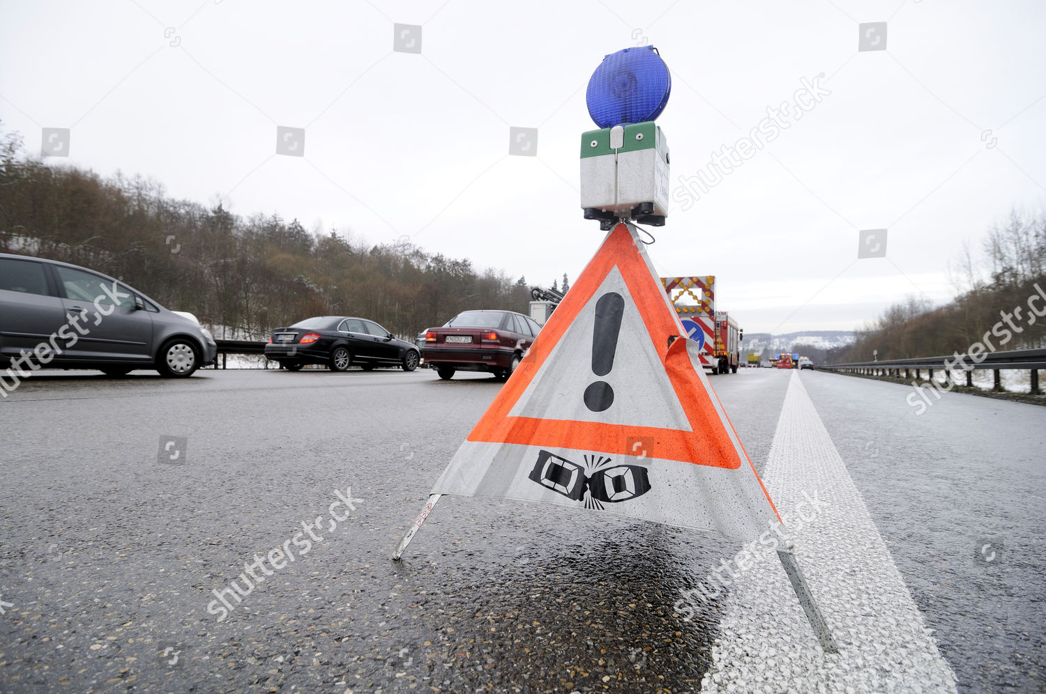 Collapsible Warning Triangle After Accident On Editorial Stock Photo ...