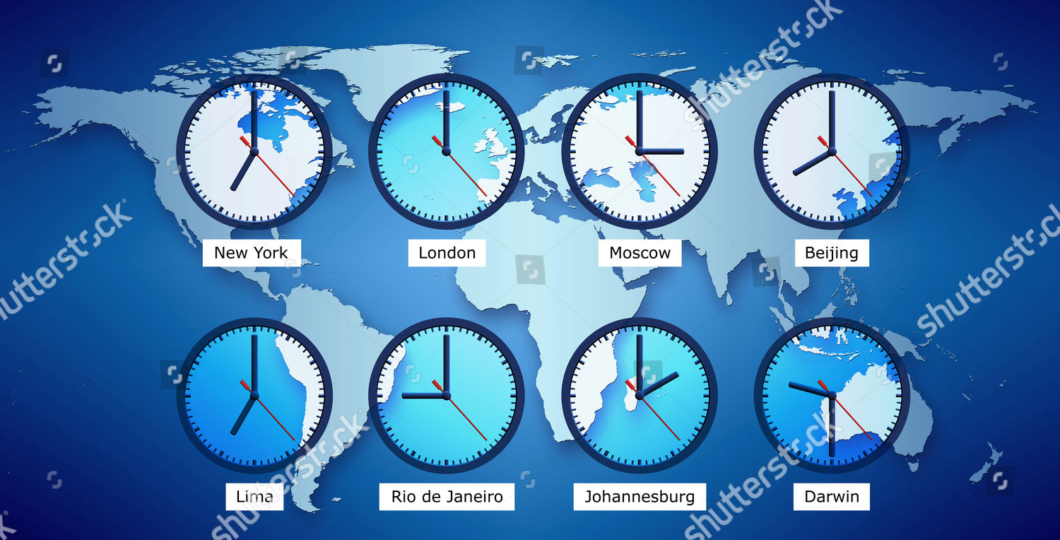 Conceptul Image Time Zones Clocks Different Editorial Stock Photo