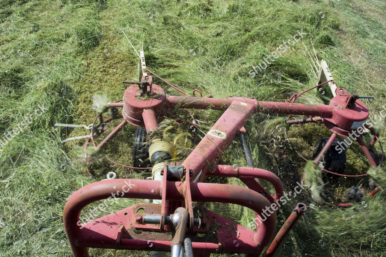 Closeup Tedder Spreading Newly Mown Grass Editorial Stock Photo Stock