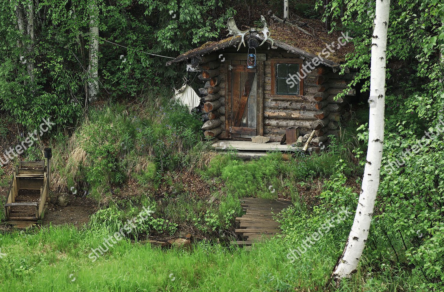 Miners Cabin Next Stream Fairbanks Alaska Editorial Stock Photo