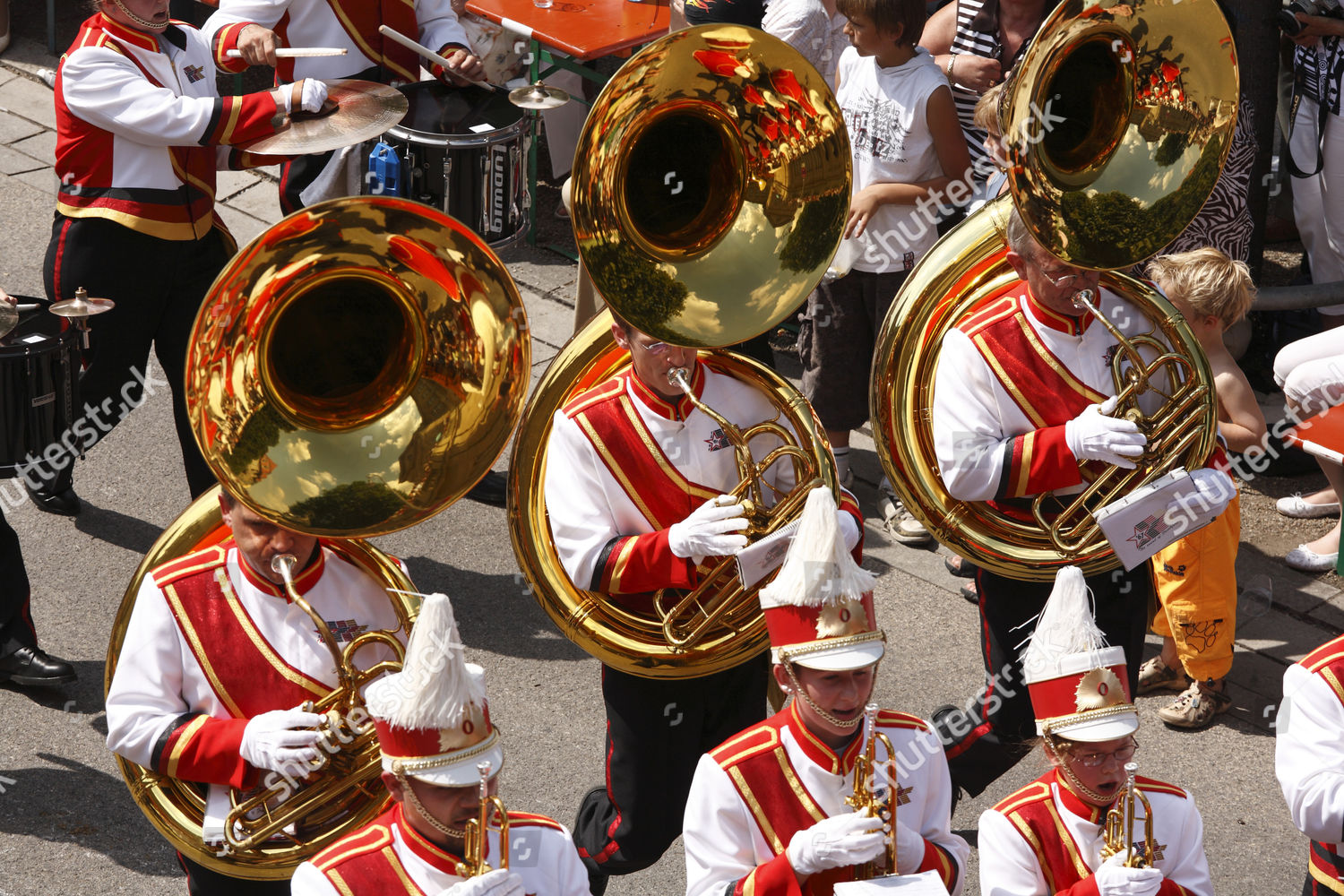 Historical Parade Men Playing Sousaphone 1 Editorial Stock Photo