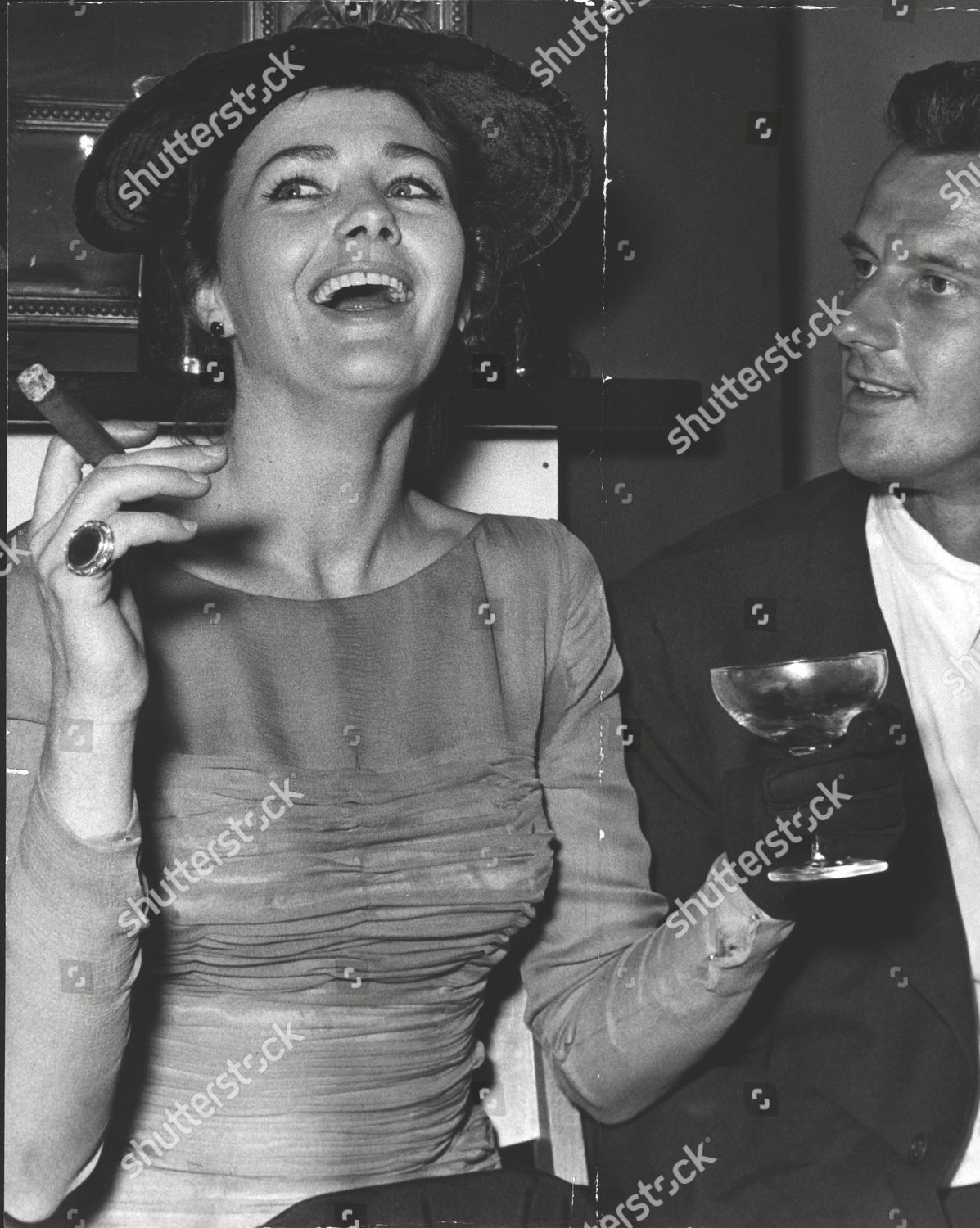 Vivienne Drummond Actress Smoking Cigar Drinking Champagne