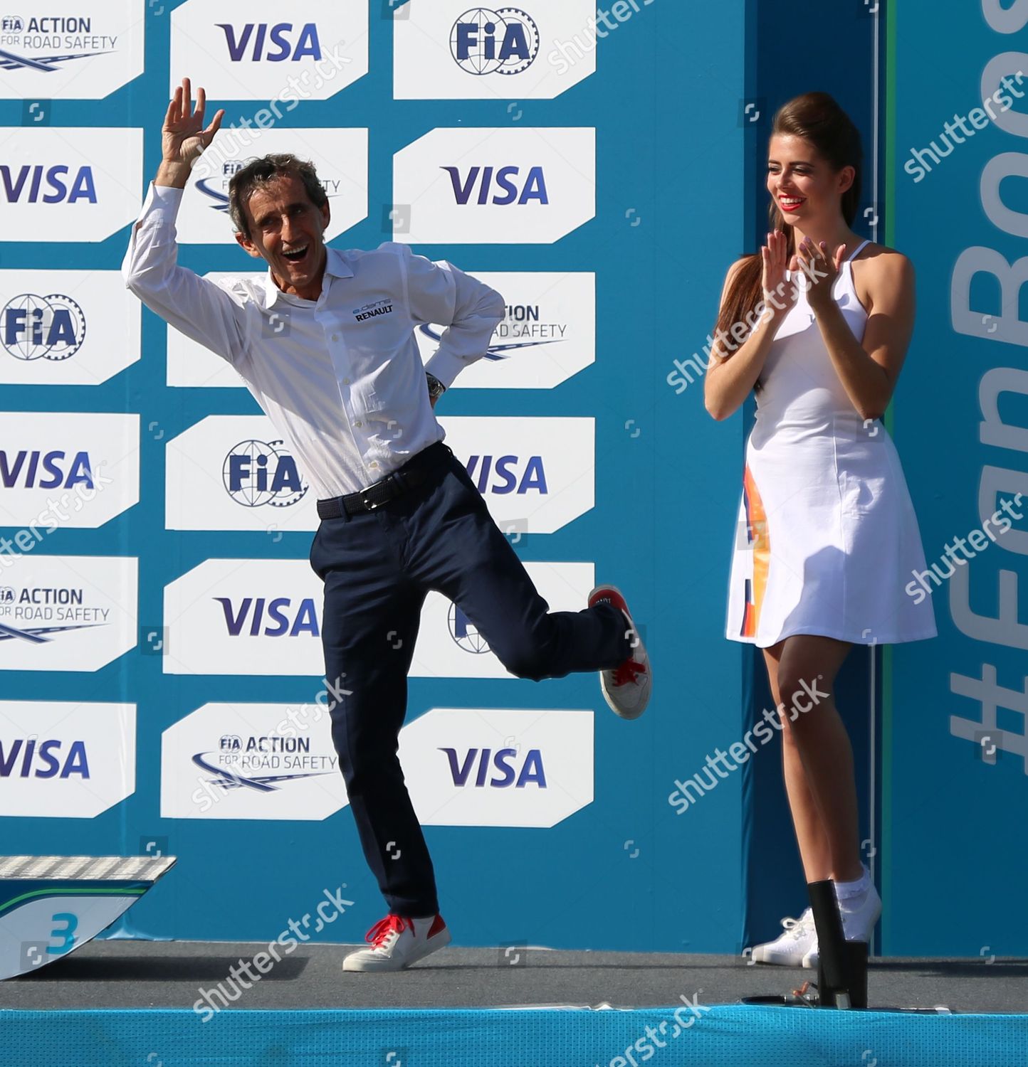 Alan Prost Celebrating Edams Renault Winning Editorial Stock Photo