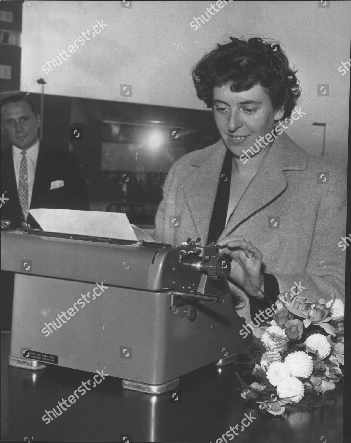 Frau Lore Alt World Typewriting Champion Three Editorial Stock