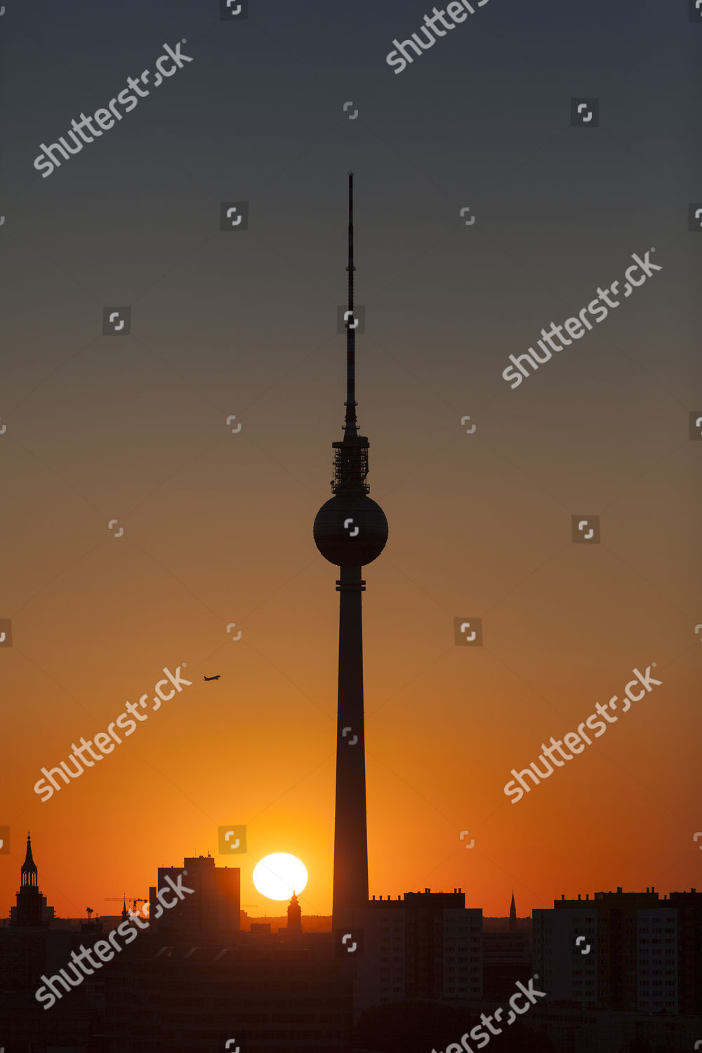 Tv Tower Sunset Berlin Germany Editorial Stock Photo Stock Image