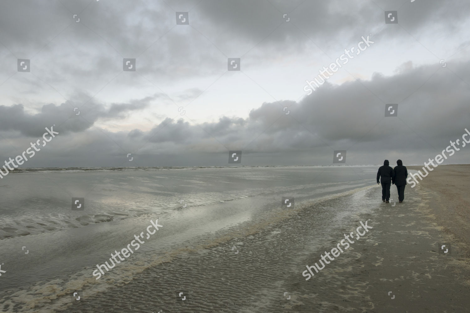 Walkers Bad Weather On Beach North Editorial Stock Photo - Stock Image ...