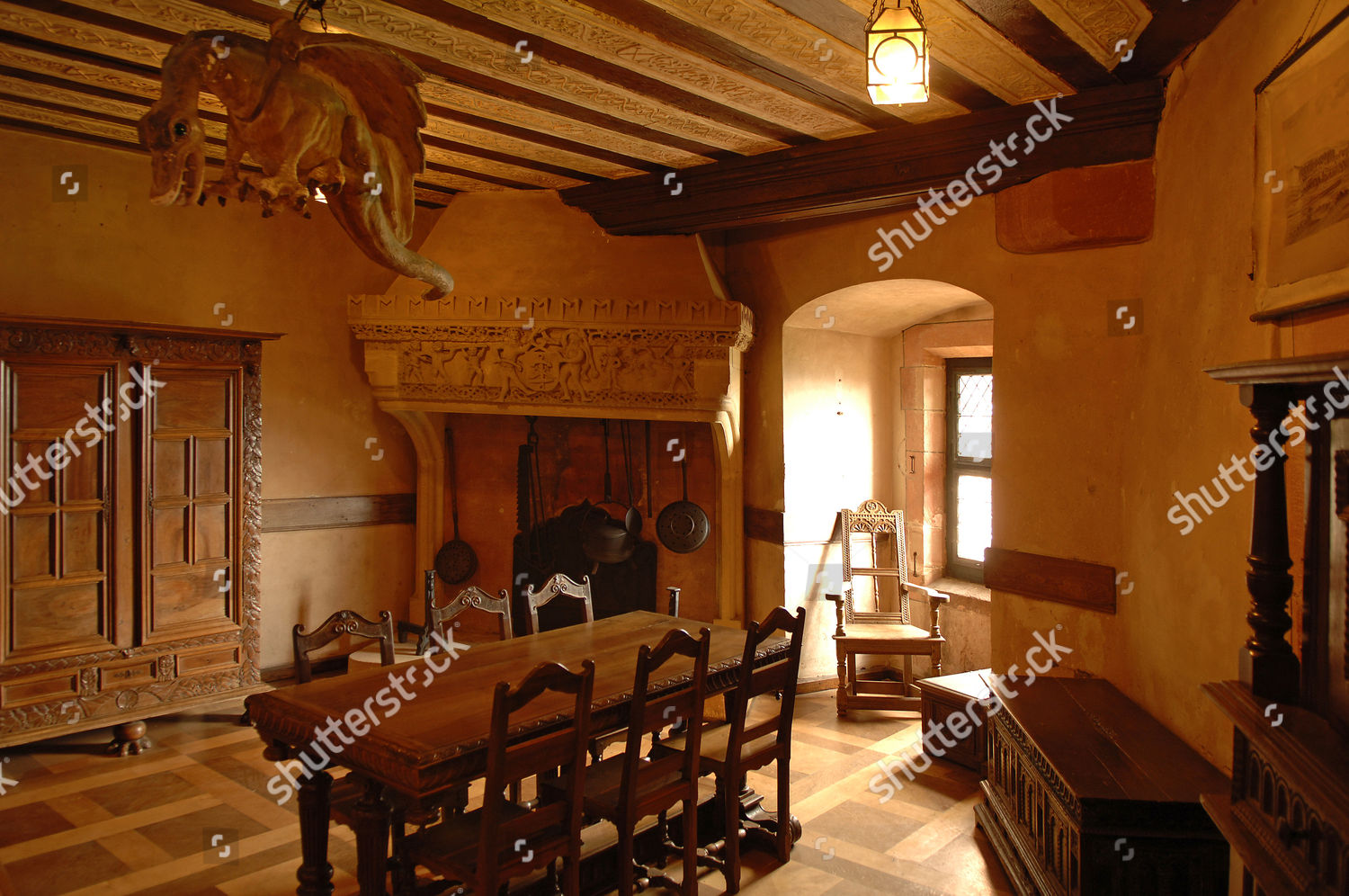 Dining Room Fireplace Du Fortress Alsace France Editorial Stock