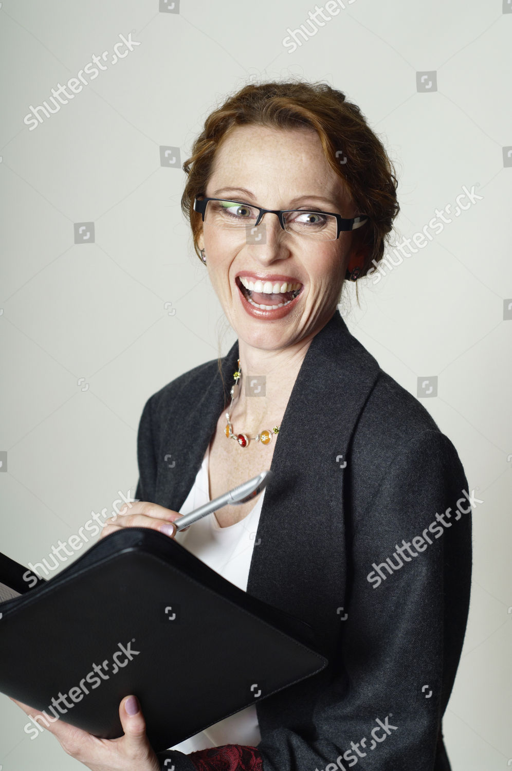 Model Released Businesswoman Wearing Eyeglasses Happy Editorial Stock