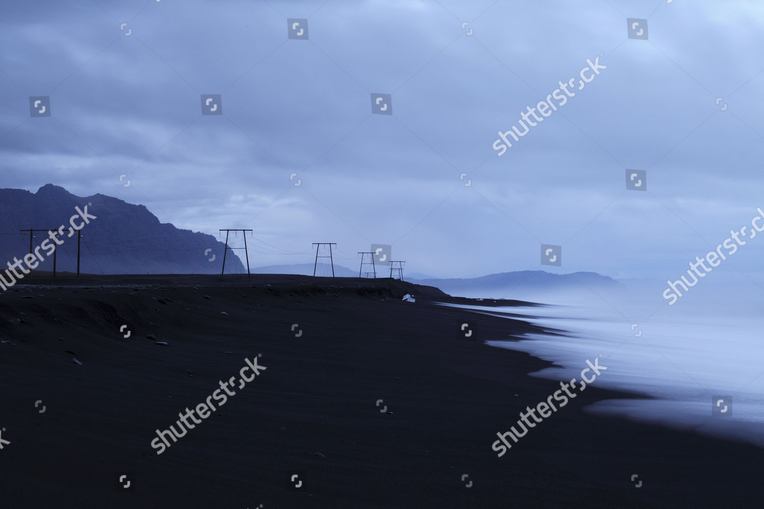 Pylons Carry Wires Along Coast North Editorial Stock Photo Stock