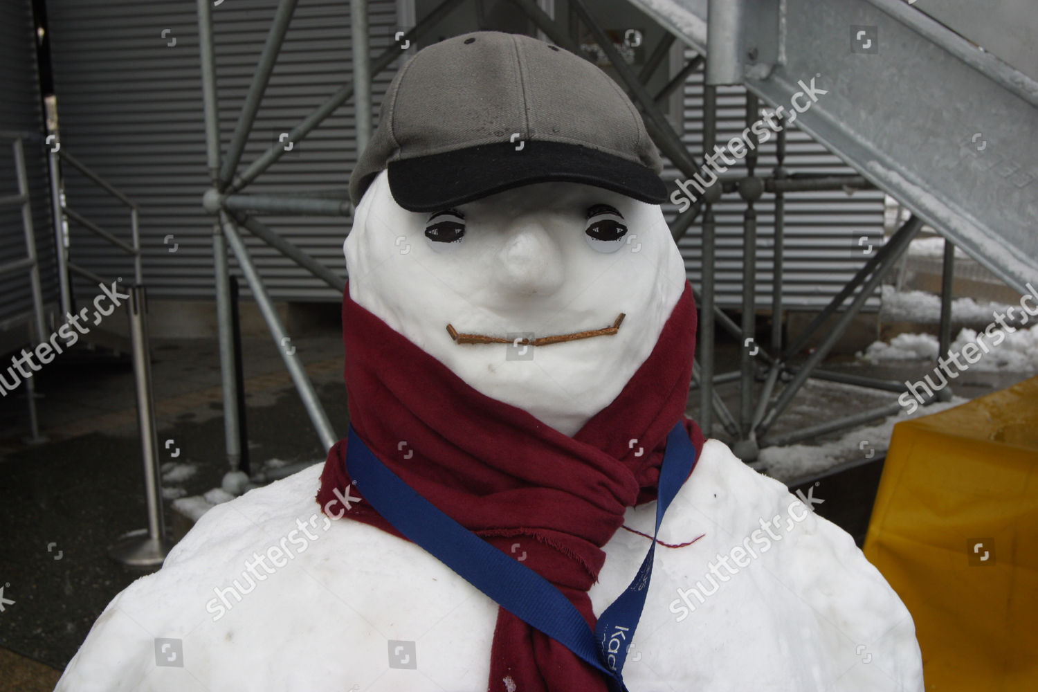 snowman with baseball cap