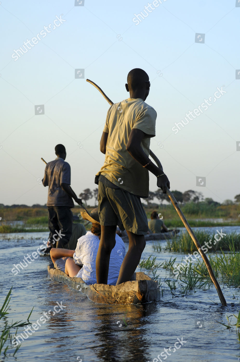 Punters Tourists Traditional Mokoro Dugout Canoes Editorial Stock Photo