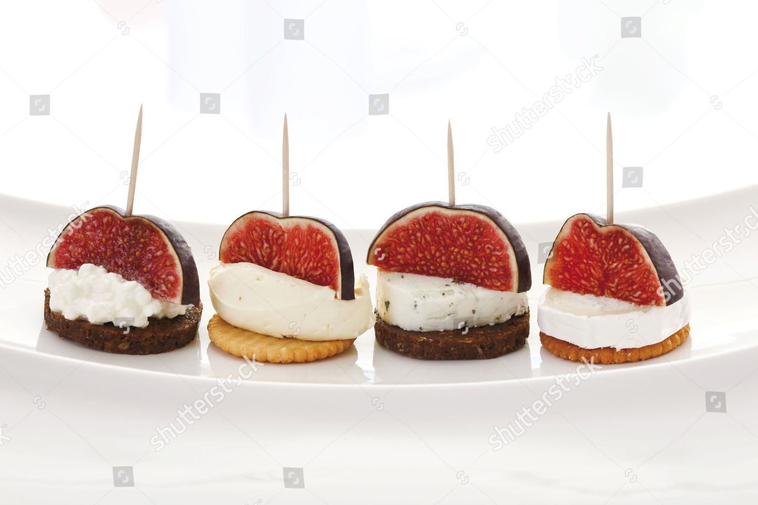 Finger Food Crackers Pumpernickel Topped Assorted Editorial Stock Photo