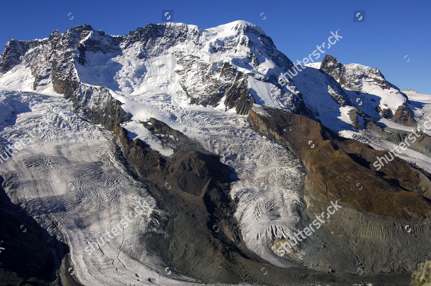 Peaks Breithorn Klein Matterhorn Glaciers Schwaerzegletscher Editorial ...