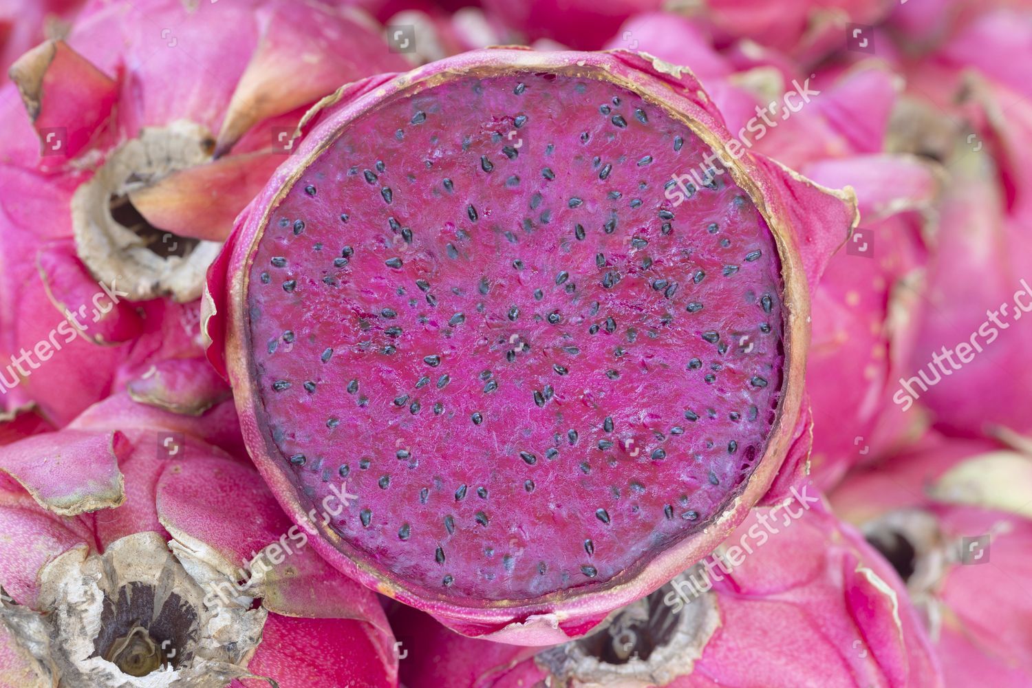 cross-section-dragon-fruit-pitahaya-hylocereus-editorial-stock-photo