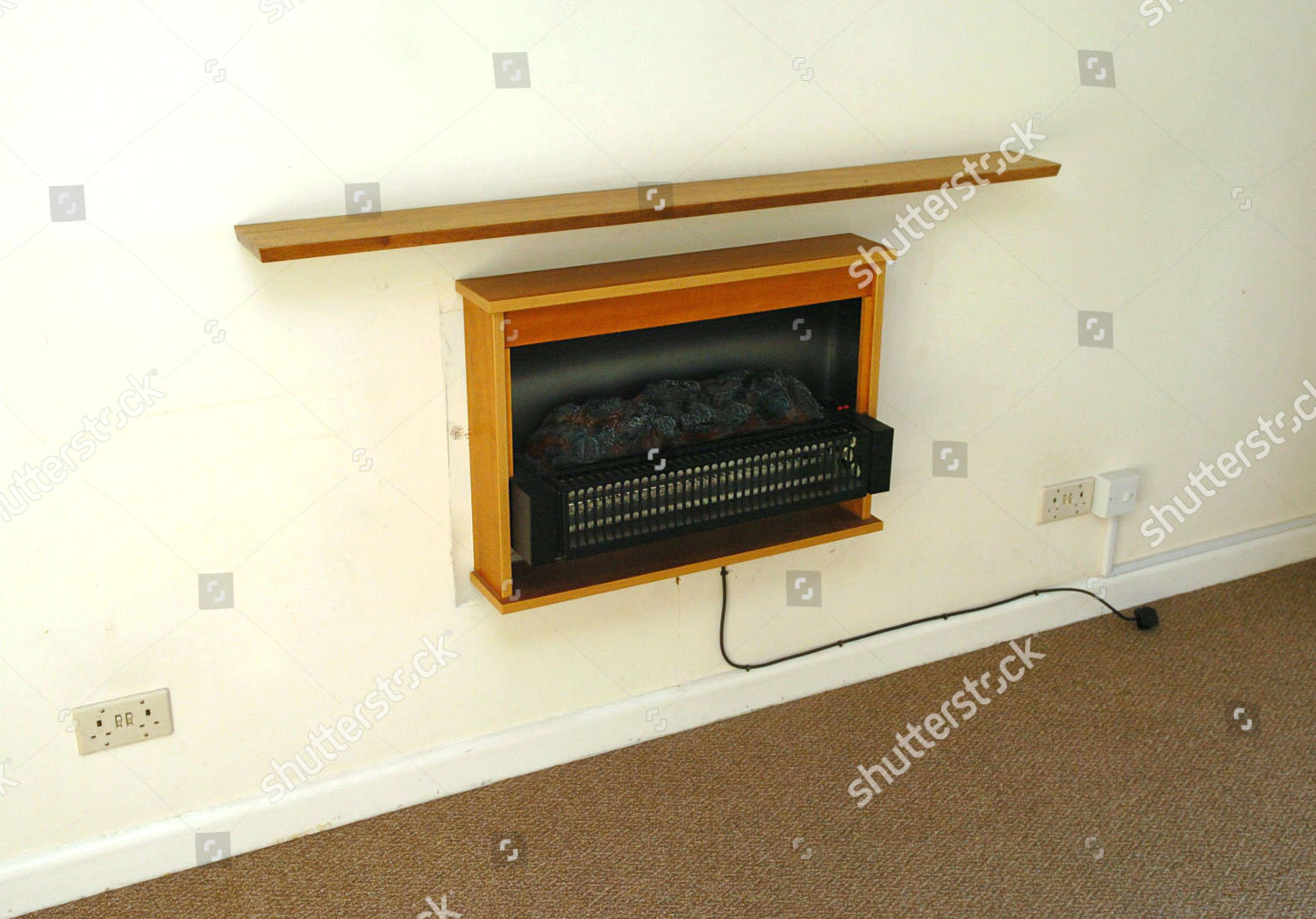 Heating System Electric Fire Lounge Chalet Style Editorial Stock