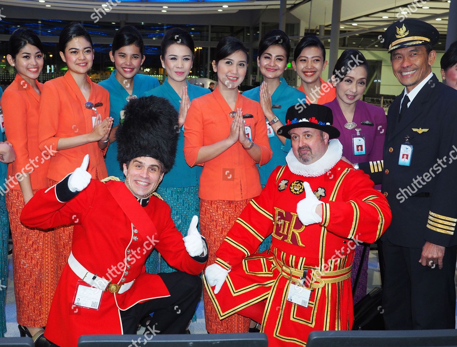 Cabin Crew First Flight English Icons Editorial Stock Photo