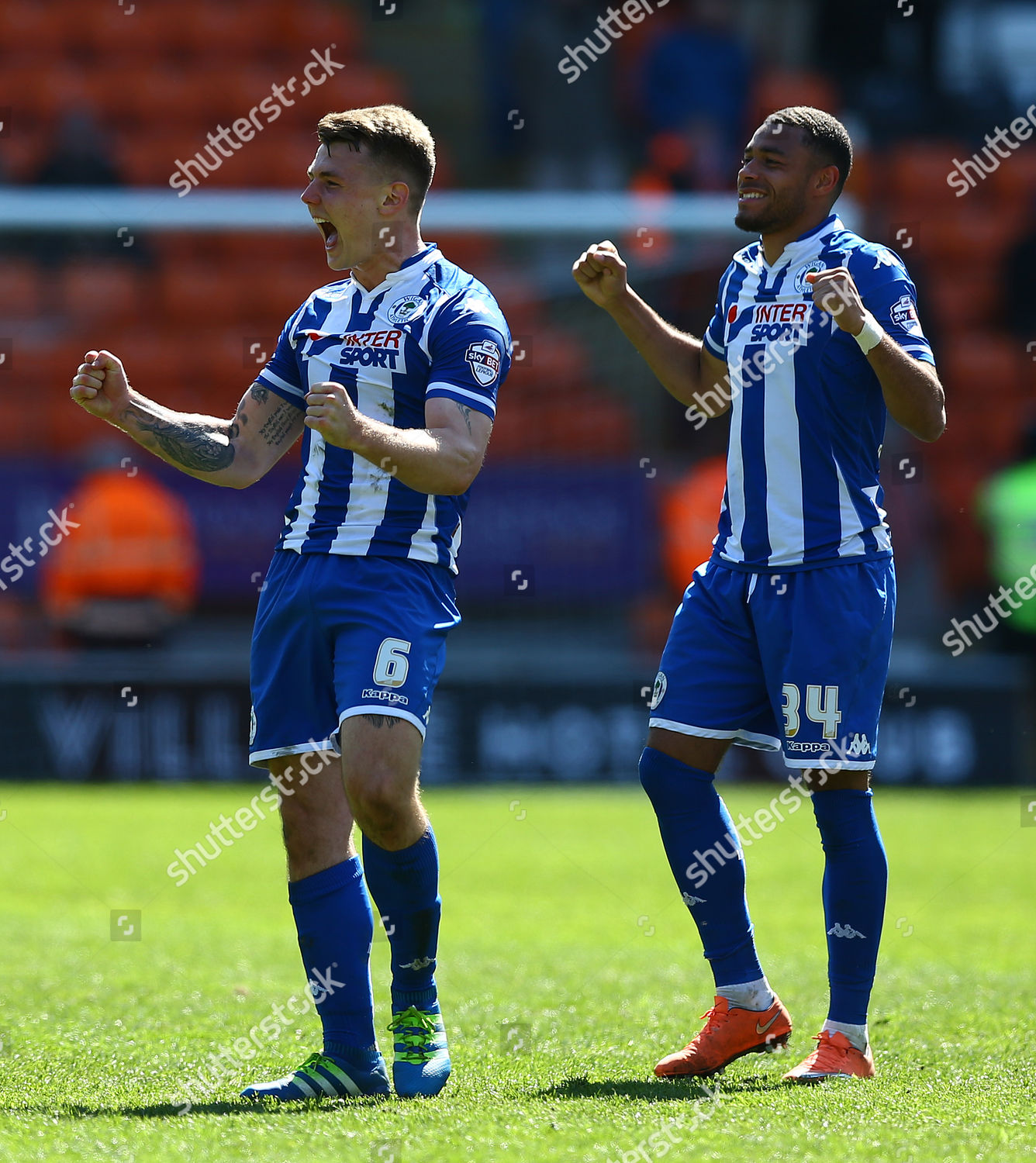 Max Power Reece Wabara Wigan Athletic Celebrate Editorial Stock