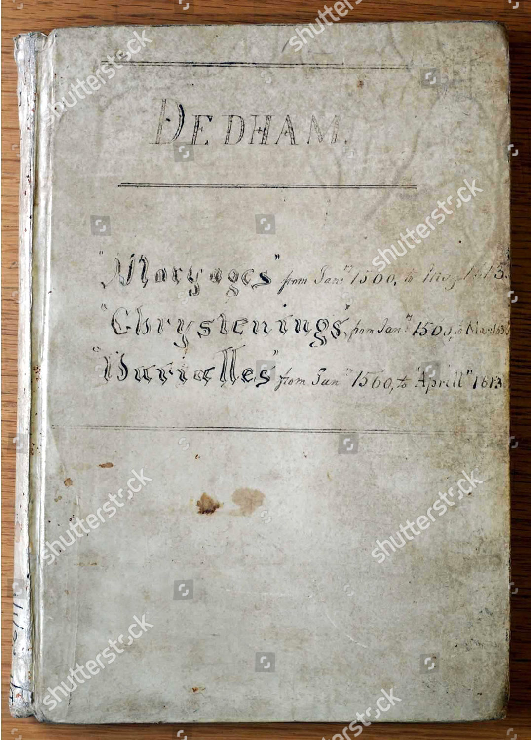 Dedham Parish Records May 1564 Showing Editorial Stock Photo Stock
