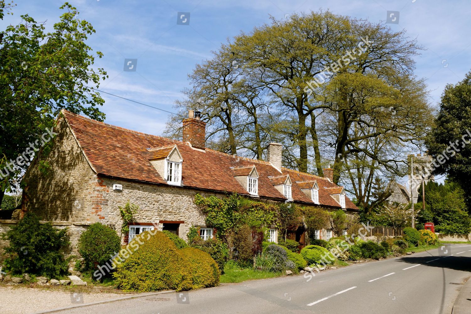 Old Cottages Village Pusey Sunshine Oxfordshire Editorial Stock Photo
