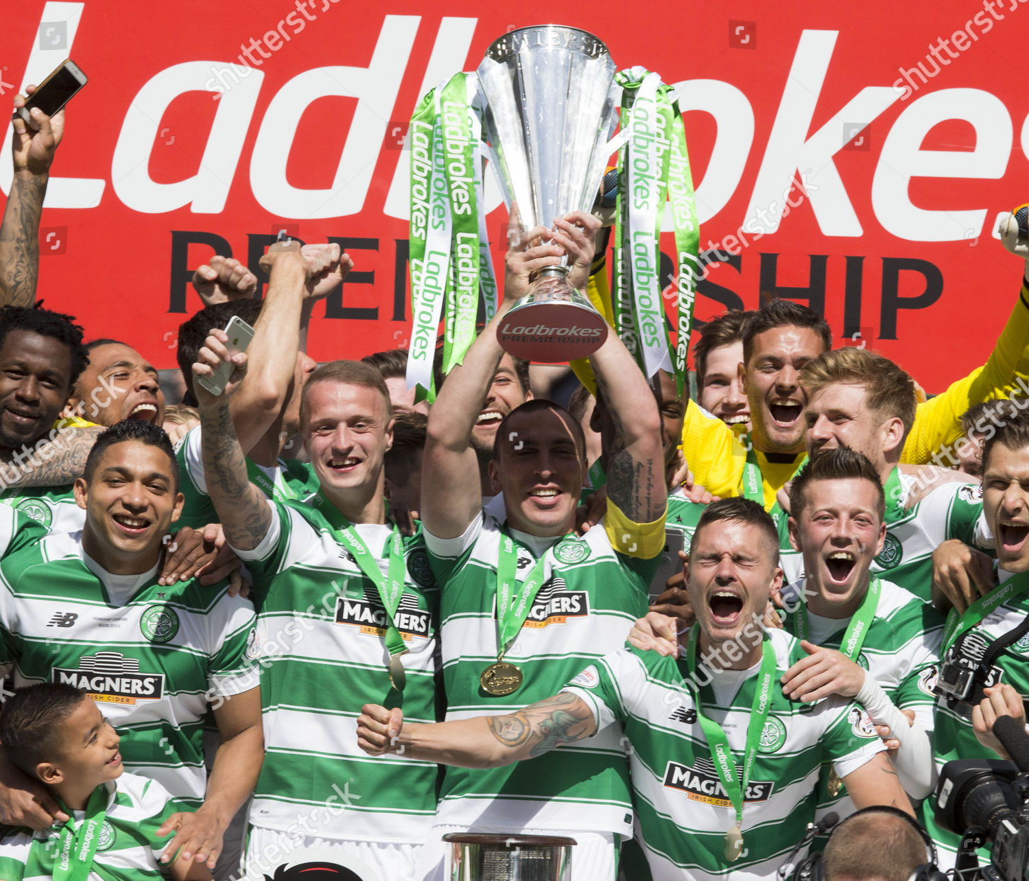 Celtic Celebrate Win Scott Brown Trophy Editorial Stock Photo - Stock 