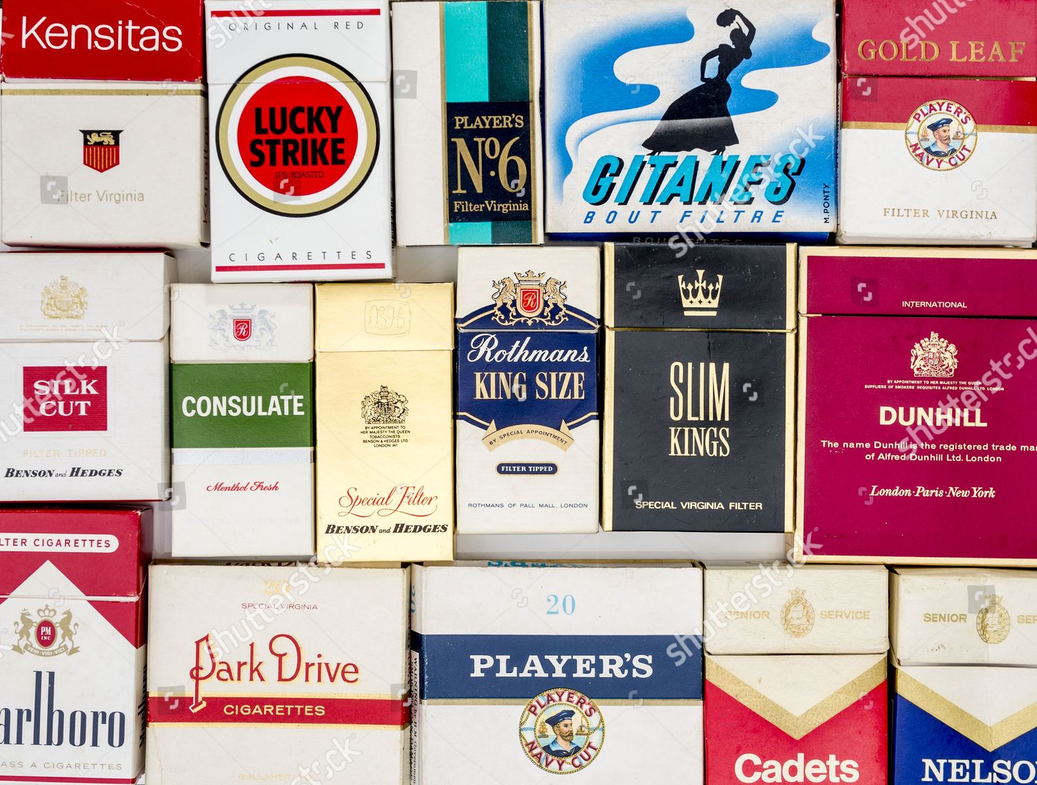 Various packets old cigarette boxes Editorial Stock Photo - Stock Image ...