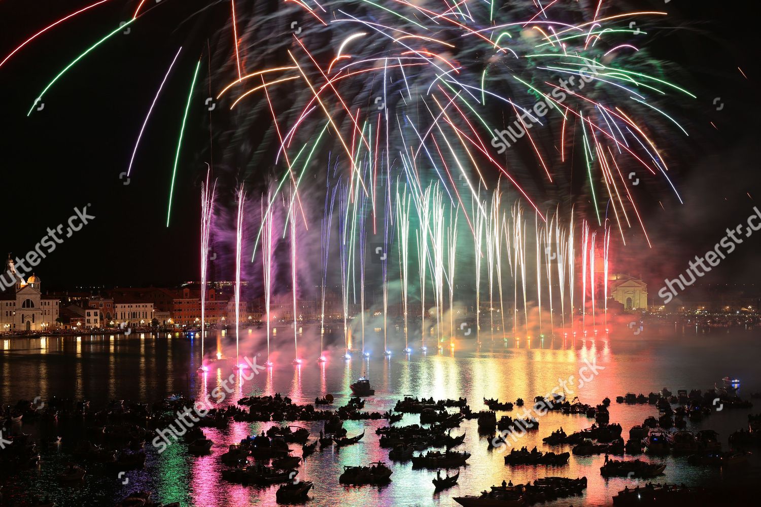 Fireworks Over San Marco Basin Editorial Stock Photo Stock Image