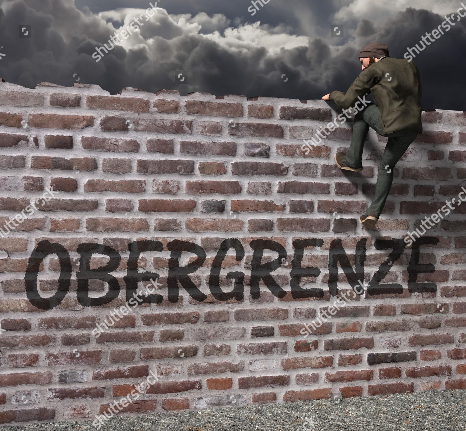 Asylum Seeker Climbing Over Wall Writing Editorial Stock Photo - Stock ...