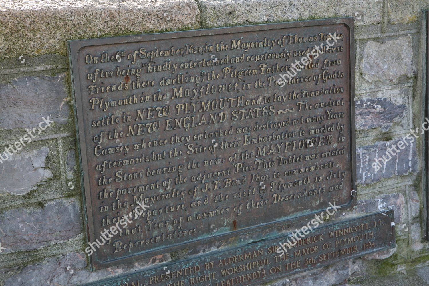 Victorian Plaque Mayflower Steps On Sutton Editorial Stock Photo 